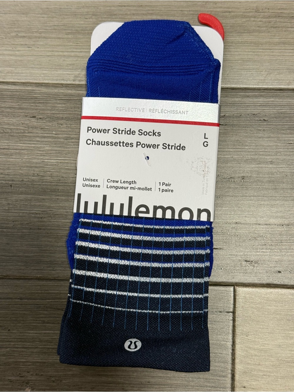 239: Lululemon Reflective Power Stride Socks Navy Riverside M: 8.5-10 W: 9.5-12